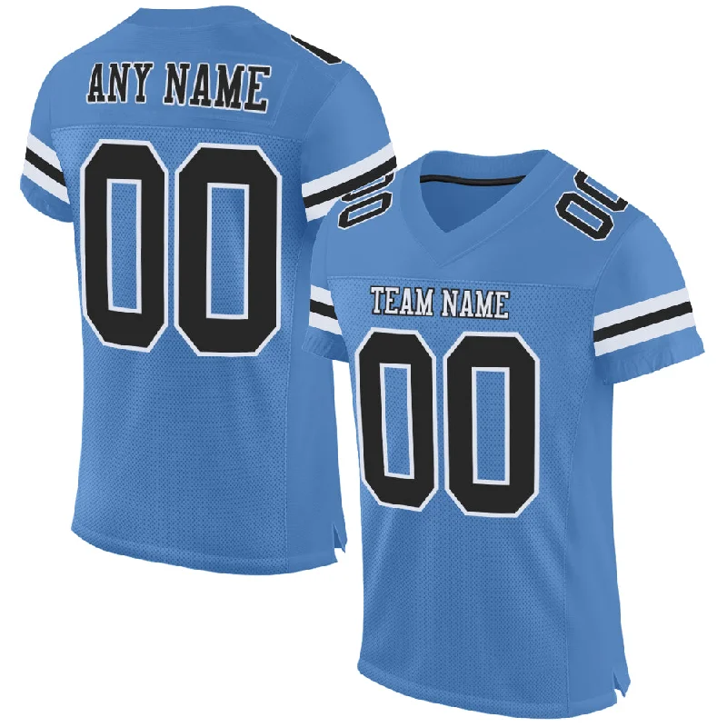 Football Jersey With Urban Fashion Appeal-Custom Powder Blue Black-White Mesh Authentic Football Jersey