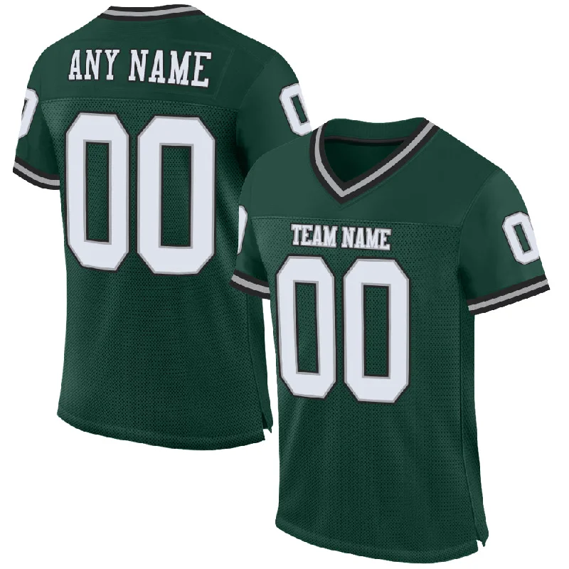 Football Jersey With Modern Athletic Cut-Custom Green White-Gray Mesh Authentic Throwback Football Jersey