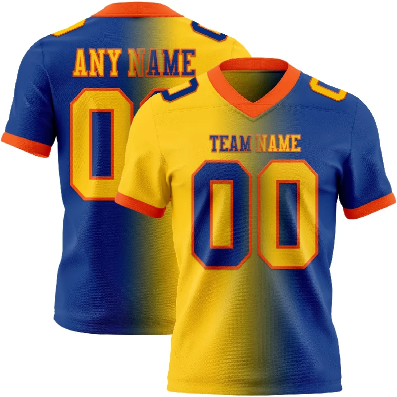 Football Jersey With Designer Collaboration-Custom Royal Yellow-Orange Mesh Authentic Gradient Fashion Football Jersey