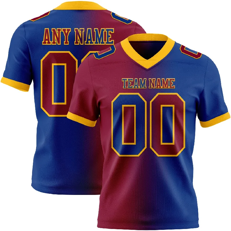 Football Jersey With Inspirational Quotes-Custom Royal Maroon-Gold Mesh Authentic Gradient Fashion Football Jersey