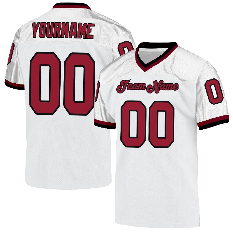 Football Jersey With High Mobility Design-Custom White Cardinal-Black Mesh Authentic Throwback Football Jersey