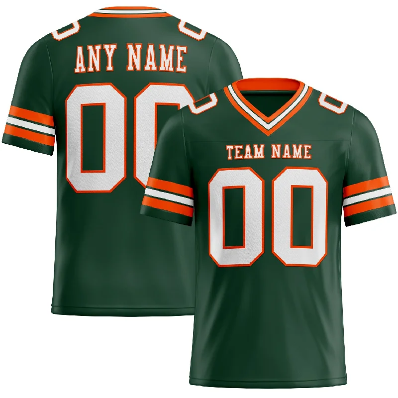 Football Jersey With Flag Football Theme-Custom Green White-Orange Mesh Authentic Football Jersey