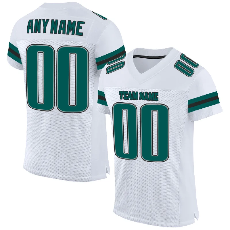 Football Jersey For Men-Custom White Midnight Green-Black Mesh Authentic Football Jersey