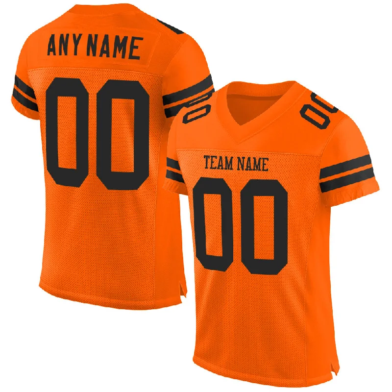 Football Jersey For Outdoor Play-Custom Orange Black Mesh Authentic Football Jersey