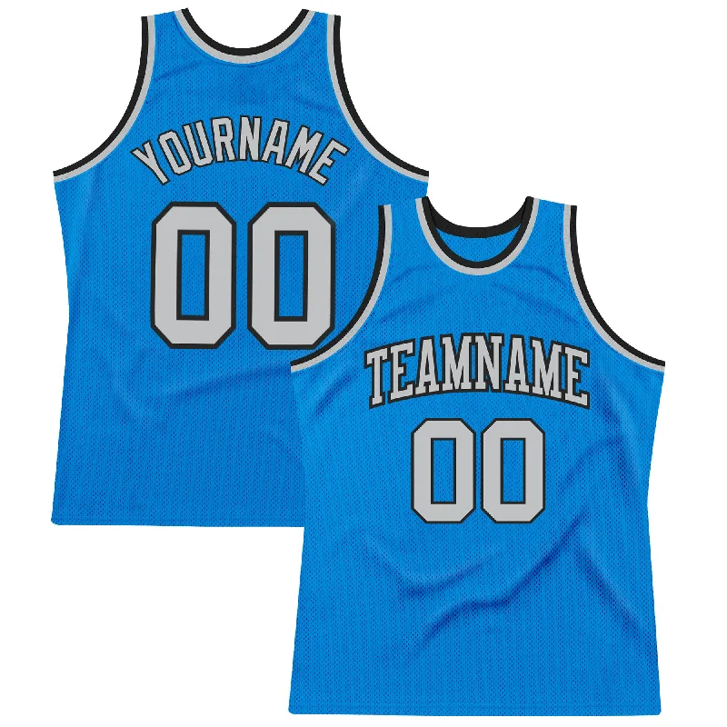 Basketball Jersey For Game Day-Custom Blue Gray-Black Authentic Throwback Basketball Jersey