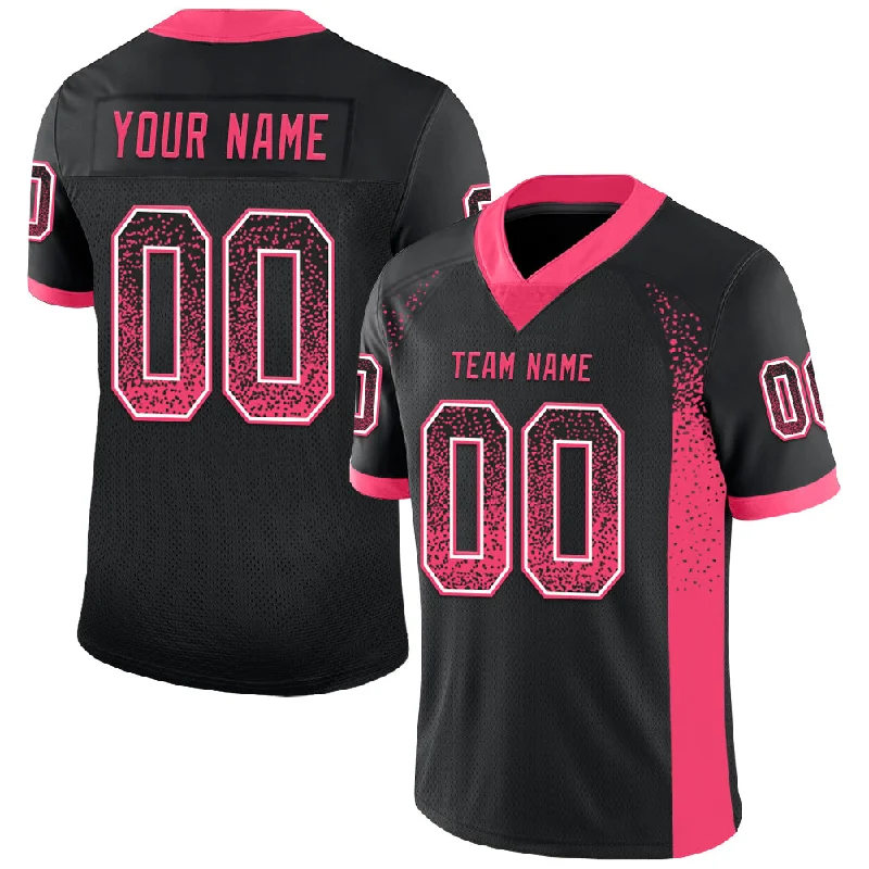 Football Jersey With Ultra-Lightweight Feel-Custom Black Neon Pink-White Mesh Drift Fashion Football Jersey