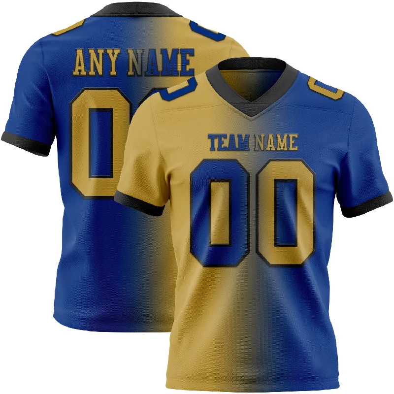 Football Jersey With Motivational Messages-Custom Royal Old Gold-Black Mesh Authentic Gradient Fashion Football Jersey