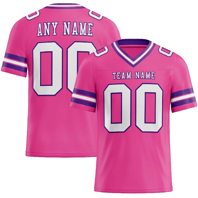 Football Jersey With Neon Colors-Custom Pink White-Purple Mesh Authentic Football Jersey