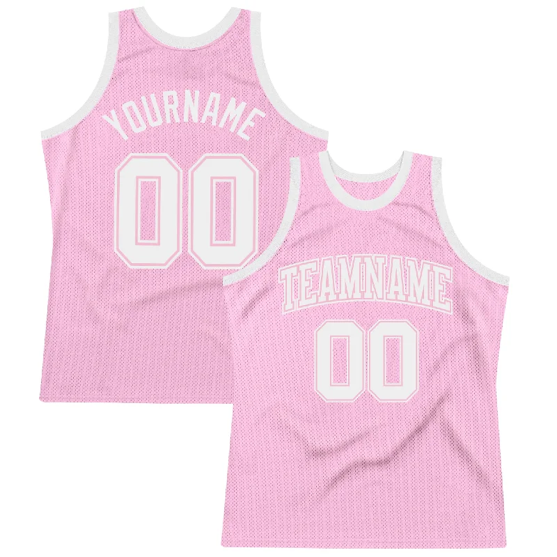 Basketball Jersey With Sportswear Aesthetic-Custom Light Pink White Authentic Throwback Basketball Jersey