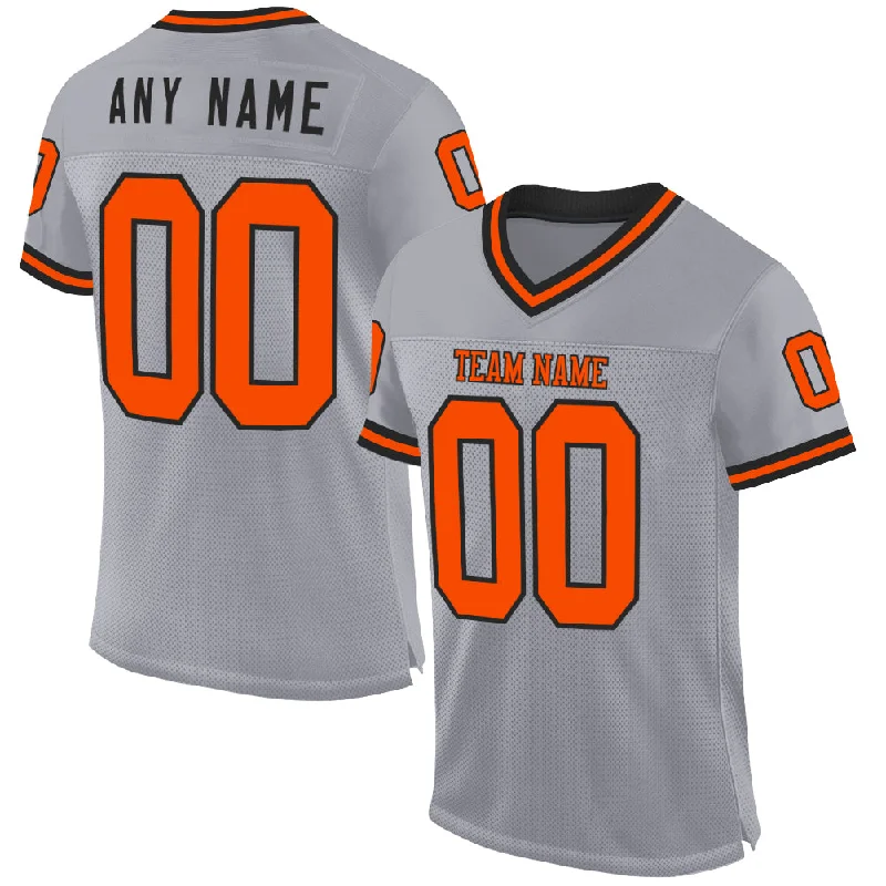 Football Jersey For Offensive Linemen-Custom Gray Orange-Black Mesh Authentic Throwback Football Jersey