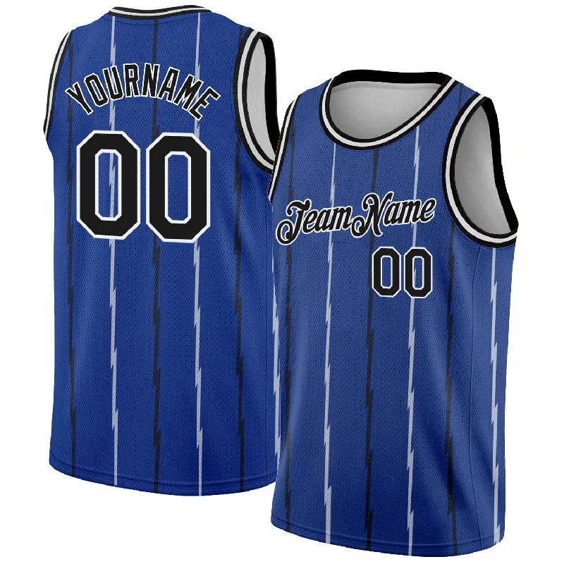 Basketball Jersey With Custom Name-Custom Royal Black-White Lines Authentic City Edition Basketball Jersey