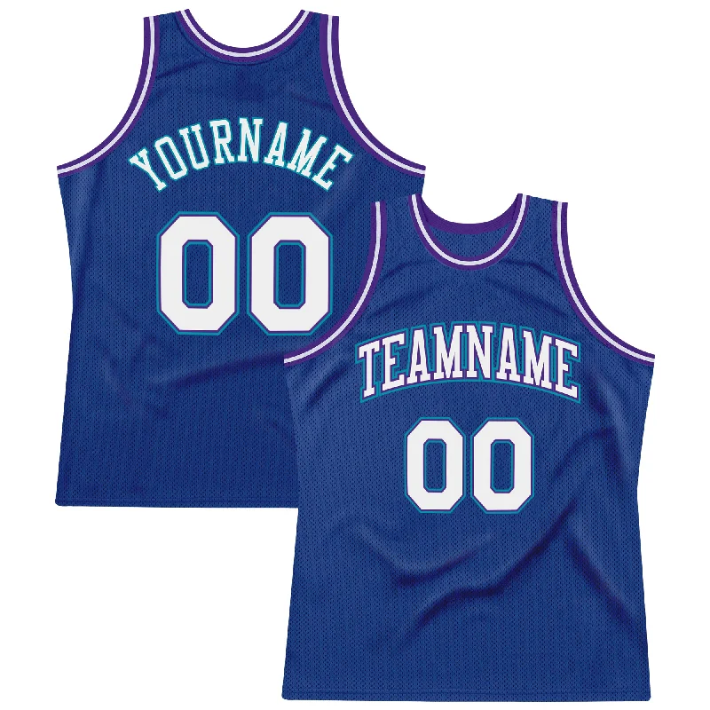 Basketball Jersey With Classic Basketball Script-Custom Royal White-Purple Authentic Throwback Basketball Jersey