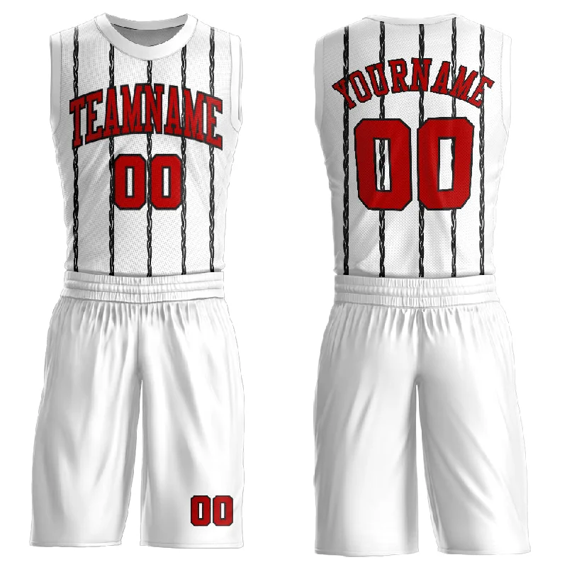 Basketball Jersey With Limited Edition Design-Custom White Red-Black Round Neck Sublimation Basketball Suit Jersey