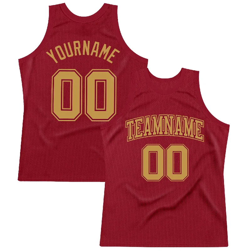 Basketball Jersey For Shooting Guards-Custom Maroon Old Gold Authentic Throwback Basketball Jersey