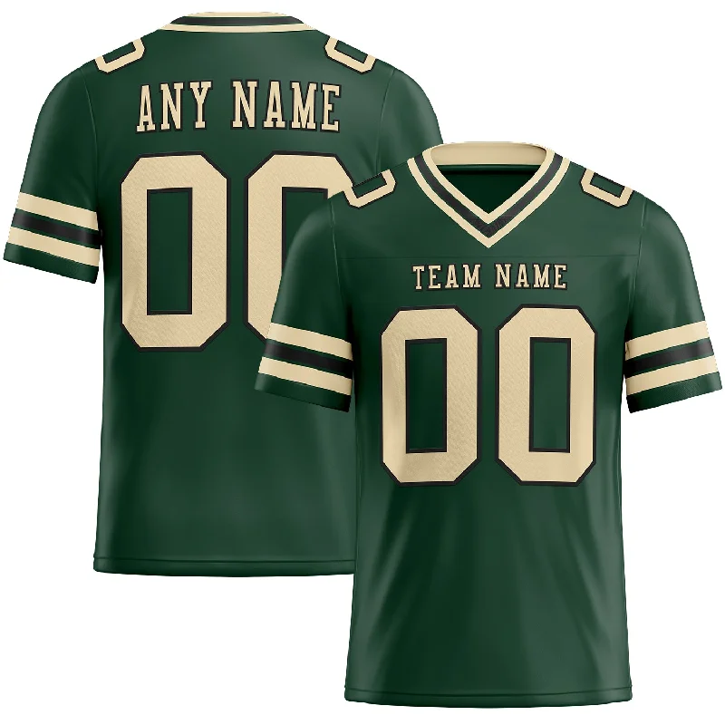 Football Jersey With Player Tribute-Custom Green City Cream-Black Mesh Authentic Football Jersey