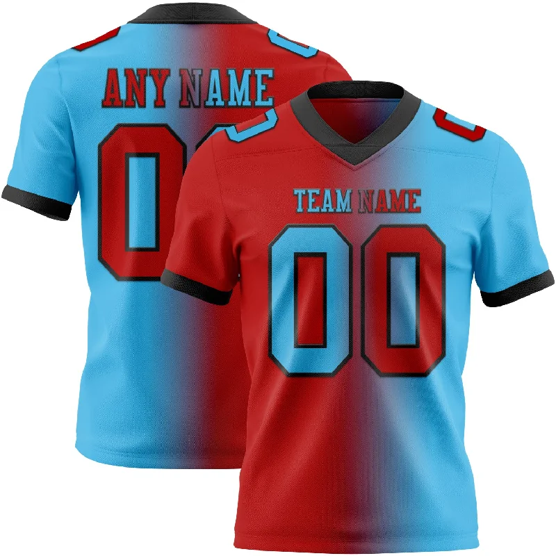 Football Jersey With Reflective Details-Custom Sky Blue Red-Black Mesh Authentic Gradient Fashion Football Jersey