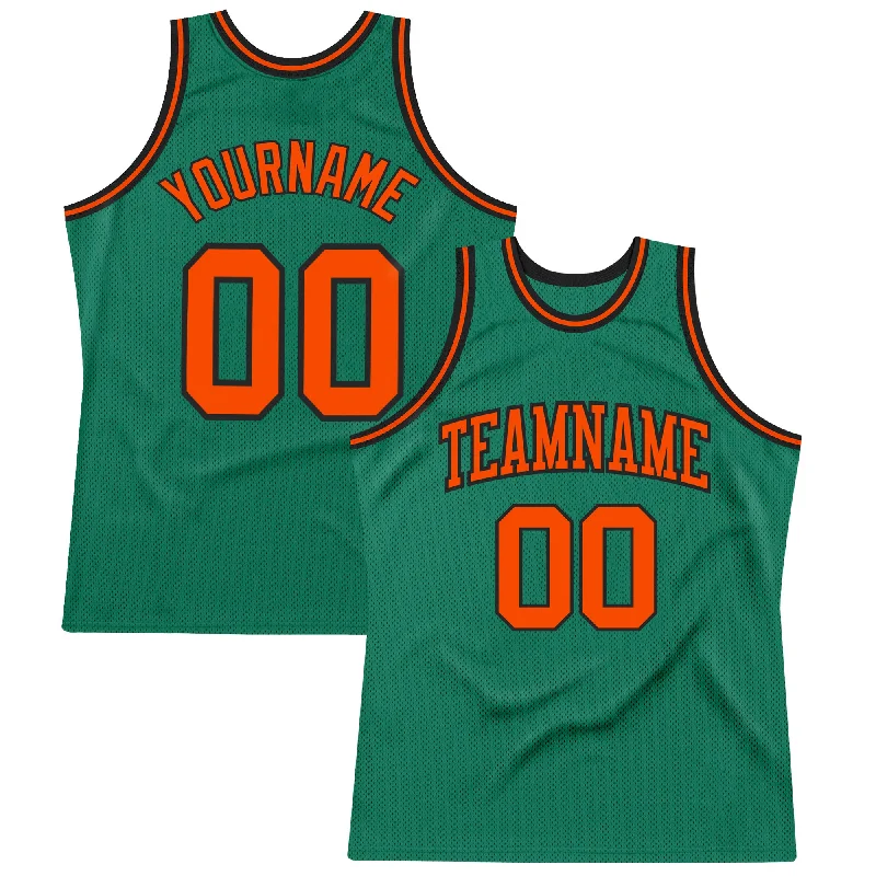 Basketball Jersey With Designer Collaboration-Custom Kelly Green Orange-Black Authentic Throwback Basketball Jersey