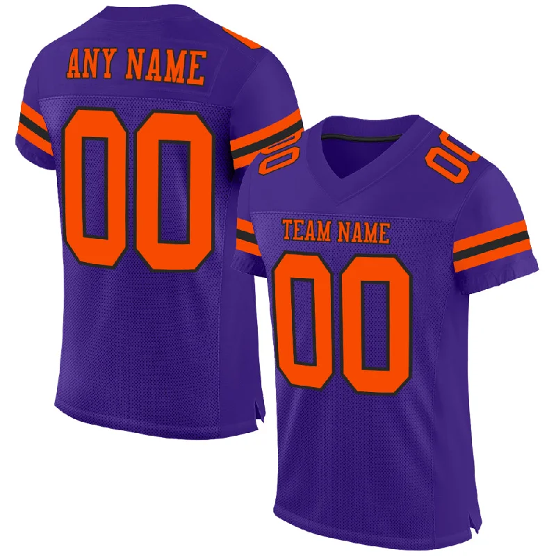 Football Jersey With Exclusive Branding-Custom Purple Orange-Black Mesh Authentic Football Jersey