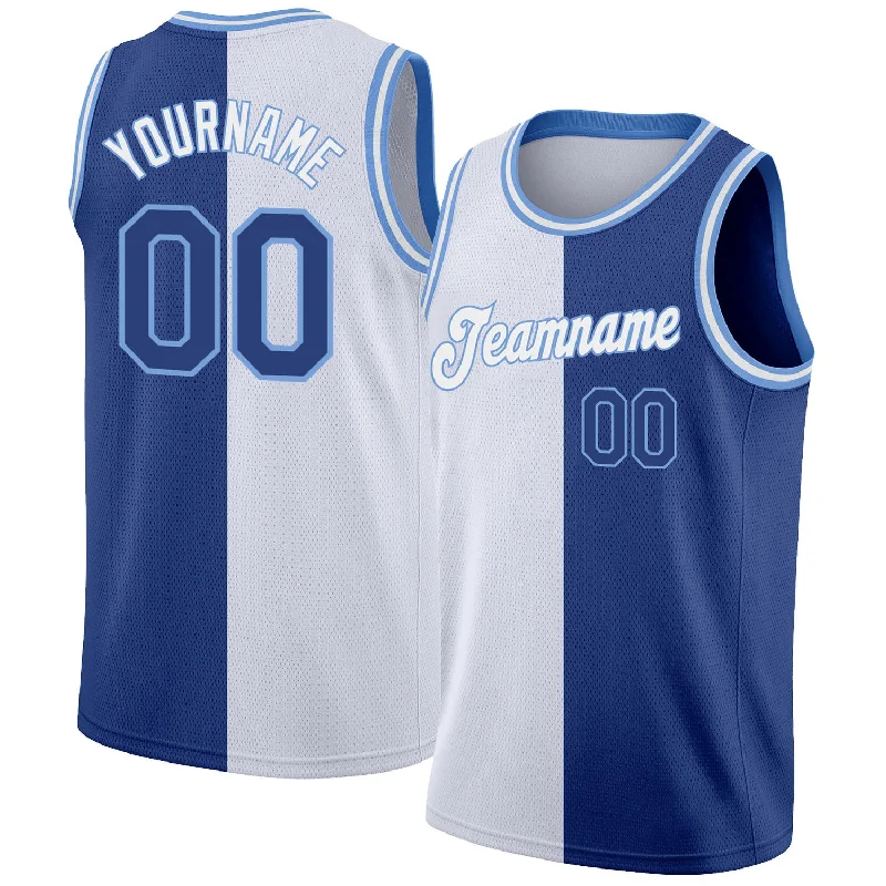 Basketball Jersey With Ergonomic Fit-Custom White Royal-Light Blue Authentic Split Fashion Basketball Jersey