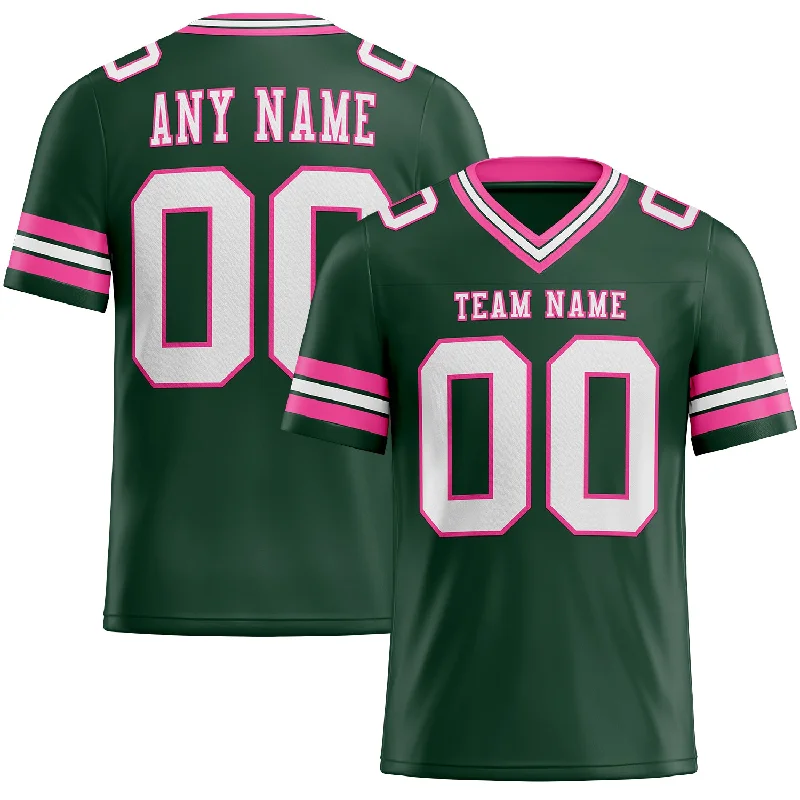 Football Jersey With College Team Logos-Custom Green White-Pink Mesh Authentic Football Jersey