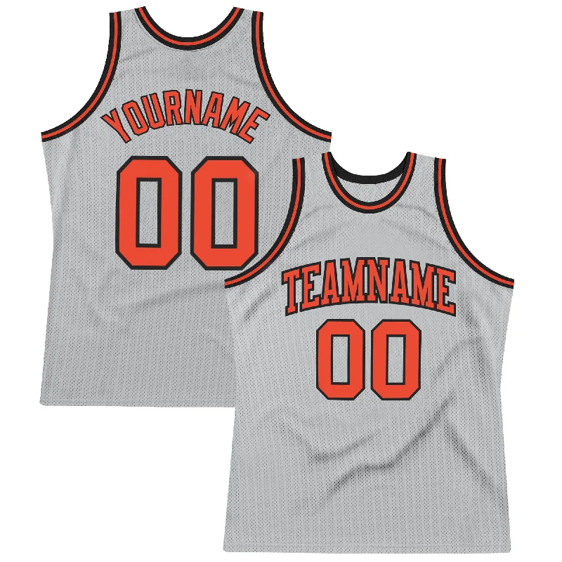 Basketball Jersey With High Durability-Custom Gray Orange-Black Authentic Throwback Basketball Jersey