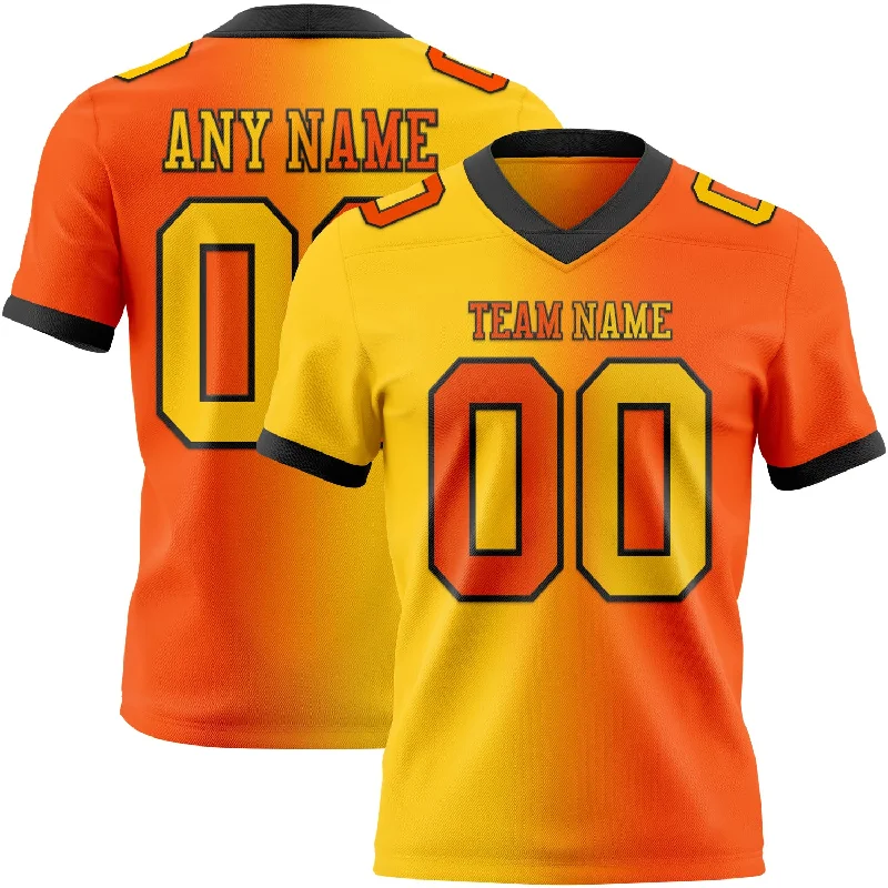 Football Jersey With Classic Fit-Custom Orange Yellow-Black Mesh Authentic Gradient Fashion Football Jersey