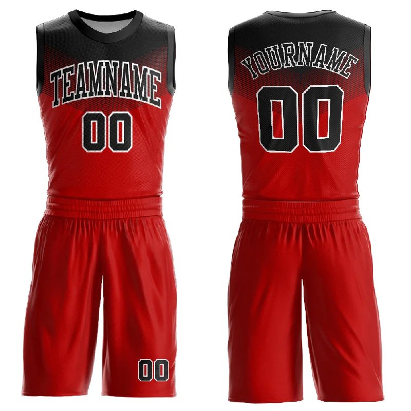 Basketball Jersey With Designer Collaboration-Custom Red Black-White Round Neck Sublimation Basketball Suit Jersey