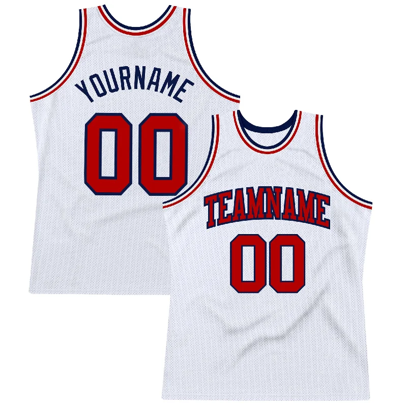 Basketball Jersey With Tie-Dye Design-Custom White Red-Navy Authentic Throwback Basketball Jersey