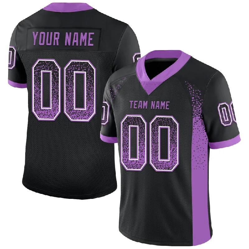 Football Jersey With Recycled Polyester-Custom Black Medium Purple-White Mesh Drift Fashion Football Jersey