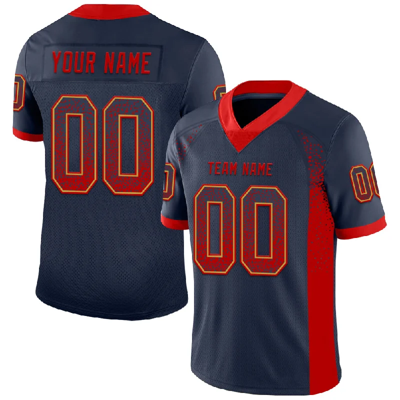 Football Jersey With Tie-Dye Design-Custom Navy Red-Old Gold Mesh Drift Fashion Football Jersey