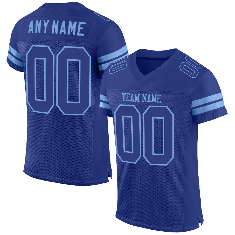 Football Jersey With Sweat-Wicking Tech-Custom Royal Royal-Light Blue Mesh Authentic Football Jersey