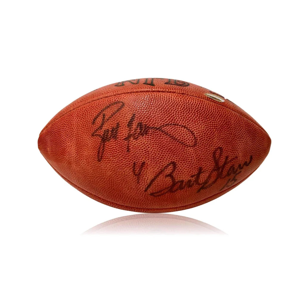 Rugby Red Card-Bart Starr / Brett Favre Dual Signed Football COA Tristar Autograph Packers