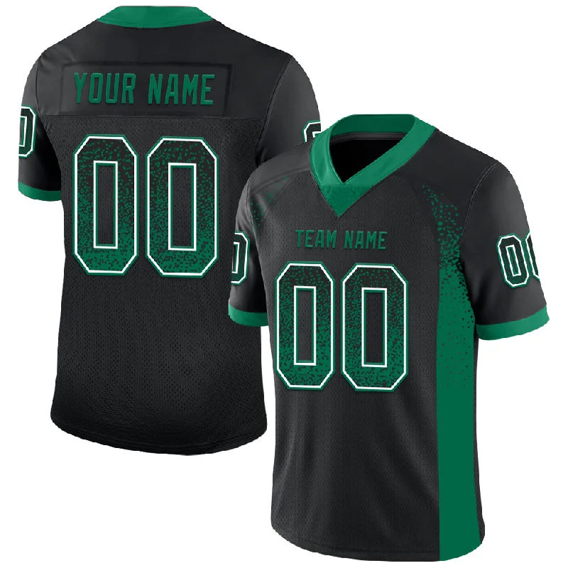 Football Jersey With Team Spirit-Custom Black Kelly Green-White Mesh Drift Fashion Football Jersey