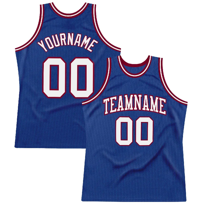 Basketball Jersey For Practice-Custom Royal White-Maroon Authentic Throwback Basketball Jersey