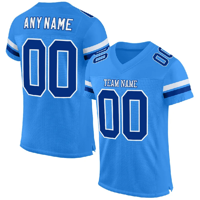 Football Jersey With High-End Materials-Custom Powder Blue Royal-White Mesh Authentic Football Jersey