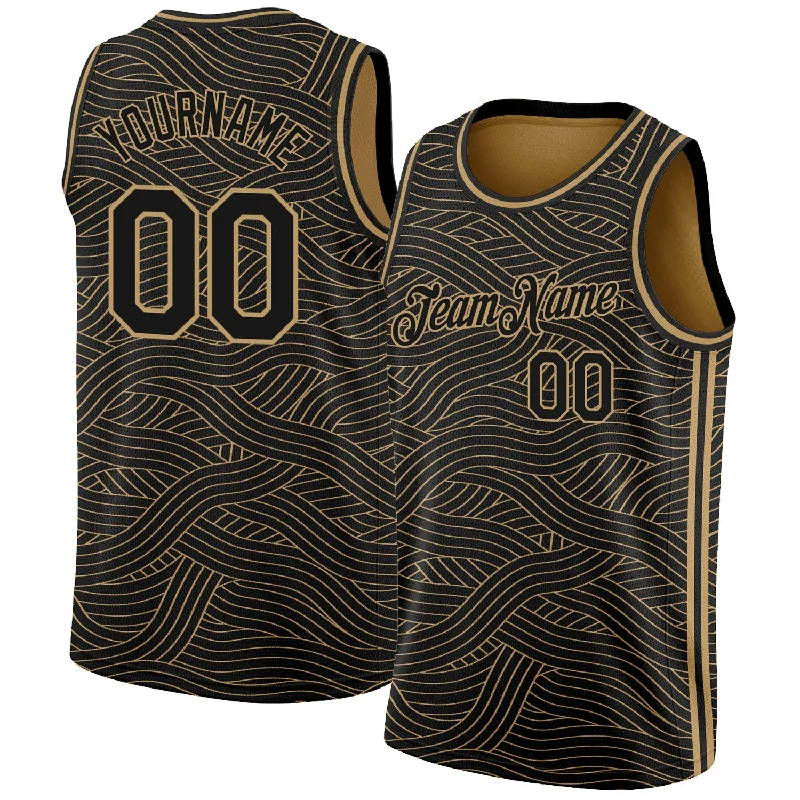 Basketball Jersey With Subtle Logos-Custom Black Old Gold Authentic City Edition Basketball Jersey