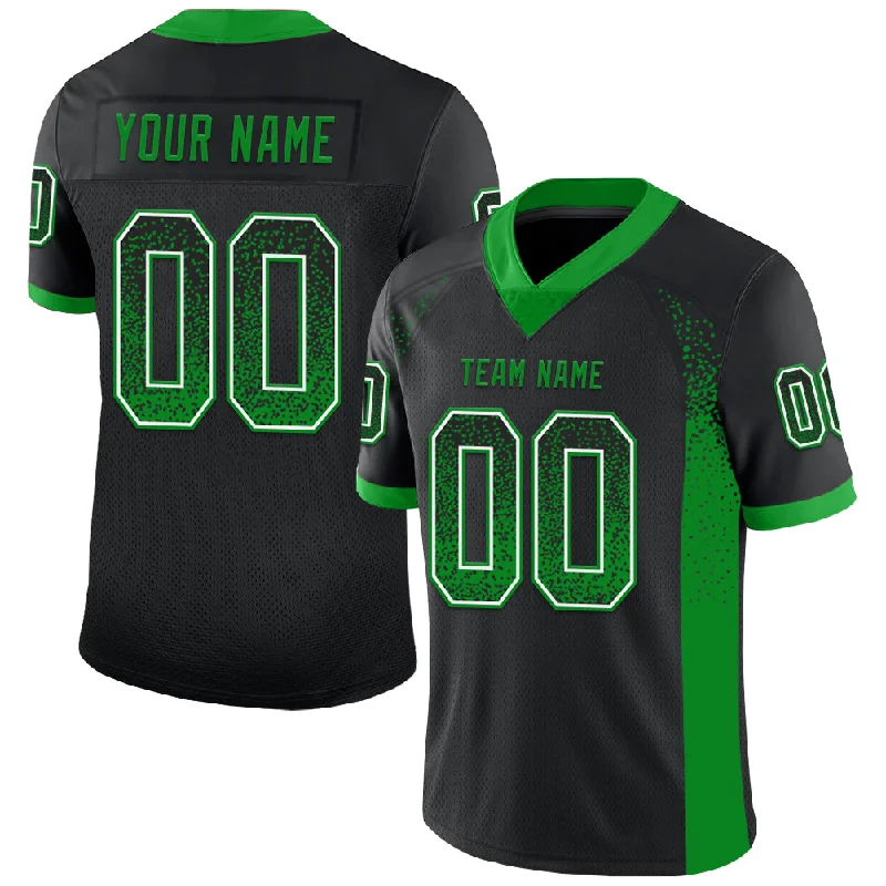 Football Jersey With Minimal Branding-Custom Black Grass Green-White Mesh Drift Fashion Football Jersey