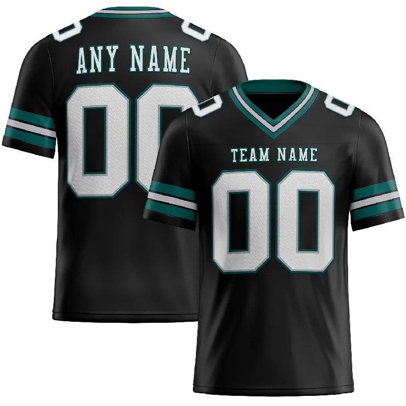 Football Jersey For Training-Custom Black White Gray-Midnight Green Mesh Authentic Football Jersey