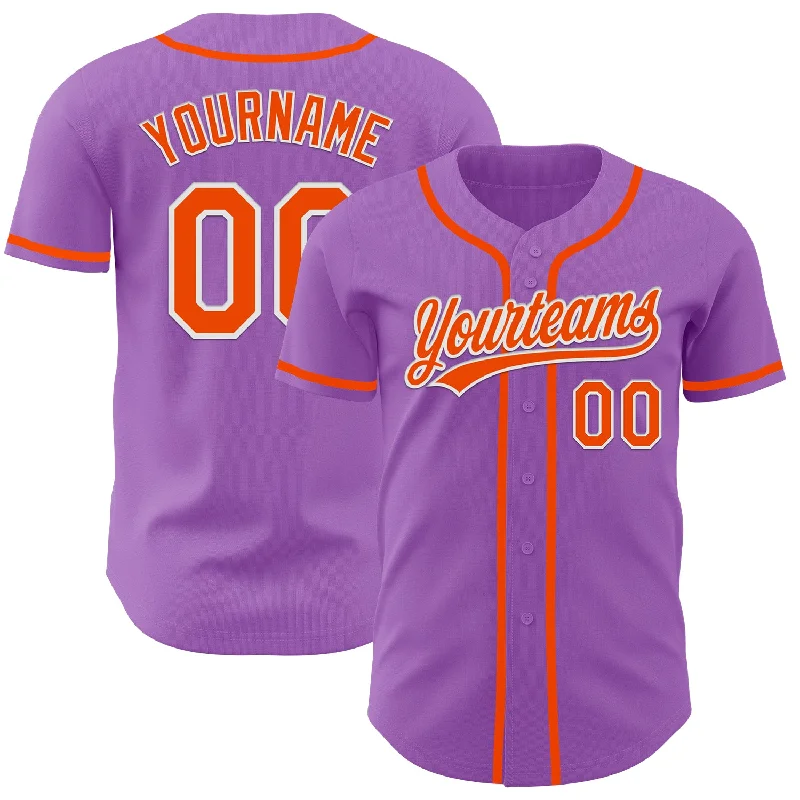 Baseball Jersey With Hidden Pockets-Custom Medium Purple Orange-White Authentic Baseball Jersey