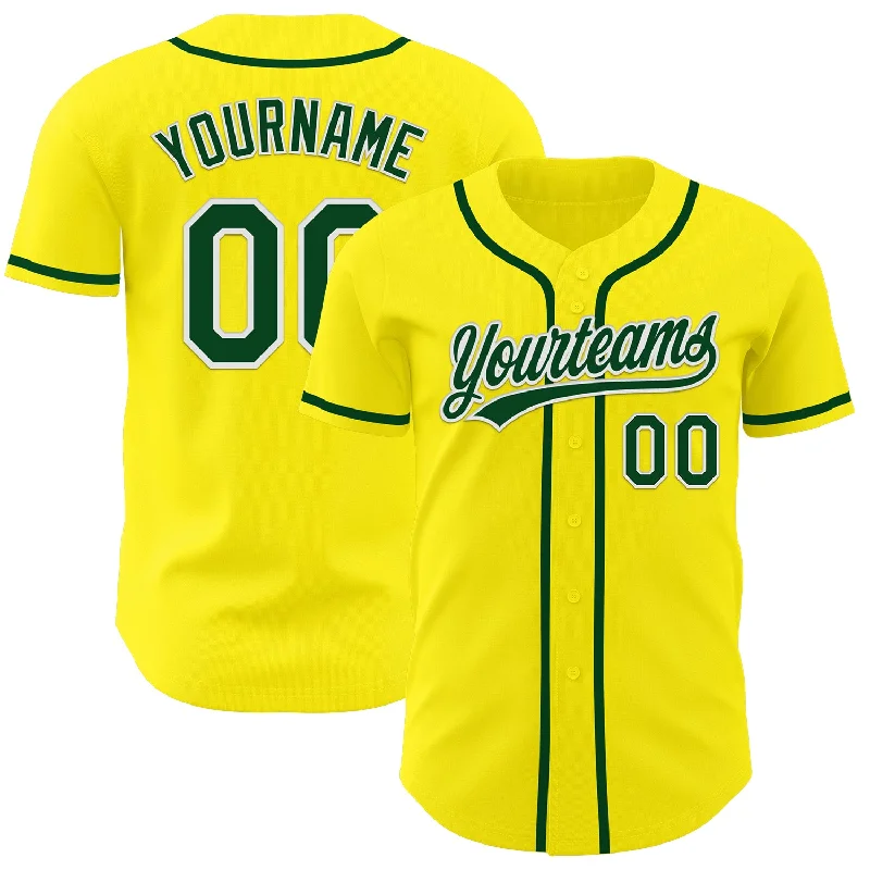 Baseball Jersey For Women-Custom Light Yellow Green-White Authentic Baseball Jersey