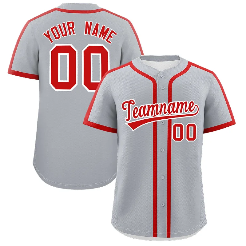 Baseball Jersey With Color Block Design-Custom Gray Red Personalized Classic Authentic Baseball Jersey