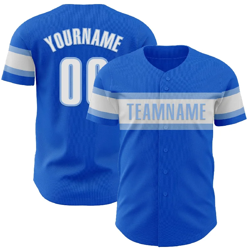 Baseball Jersey With Stripes-Custom Thunder Blue White-Light Blue Authentic Baseball Jersey