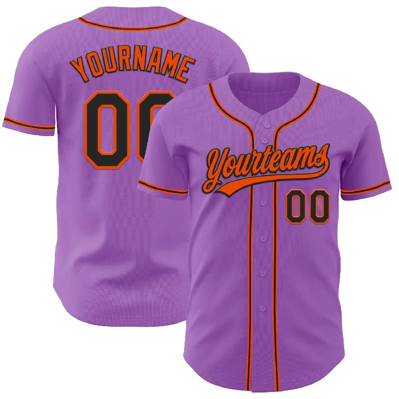 Baseball Jersey With Double-Layer Fabric-Custom Medium Purple Black-Orange Authentic Baseball Jersey