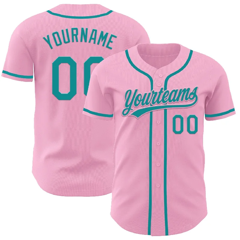 Baseball Jersey With Camo Print-Custom Light Pink Teal Authentic Baseball Jersey