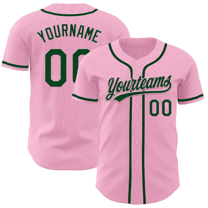 Baseball Jersey With American Flag-Custom Light Pink Green Authentic Baseball Jersey