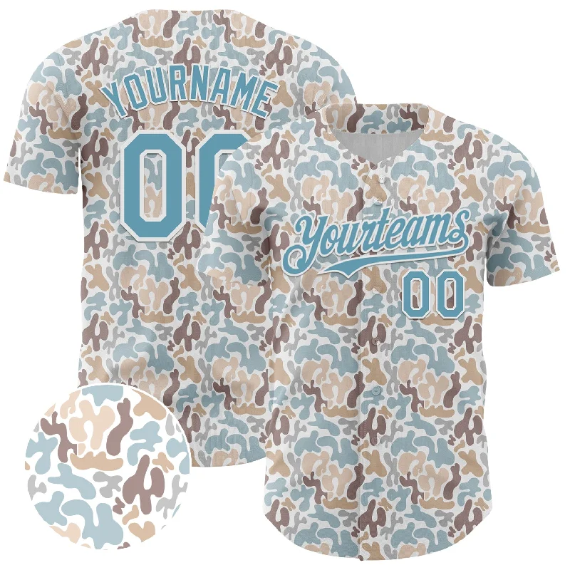 Baseball Jersey With Fleece Lining-Custom White Shadow Blue 3D Pattern Design Abstract Spots Authentic Baseball Jersey