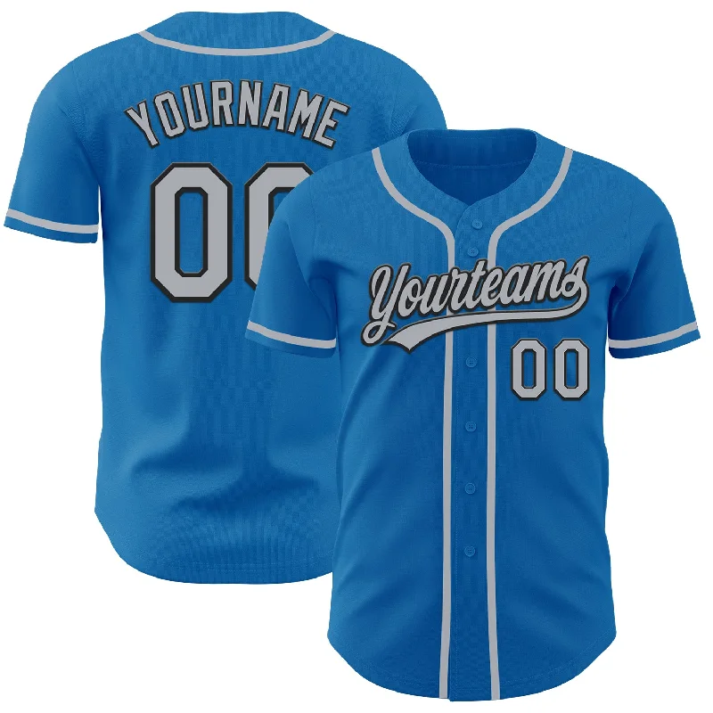 Baseball Jersey With Street Fashion Influence-Custom Blue Gray-Black Authentic Baseball Jersey