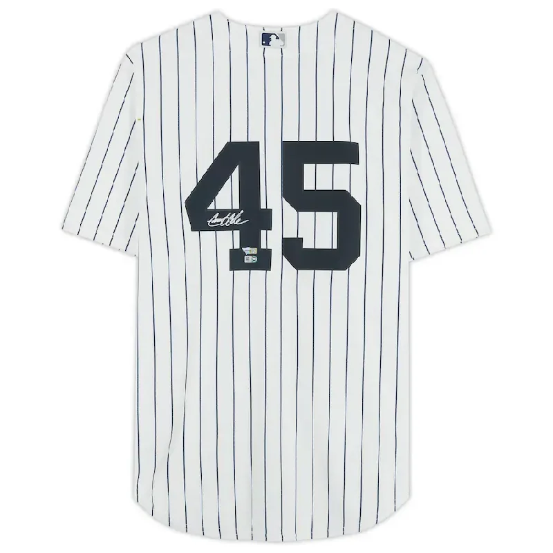 Baseball Jersey With Short Sleeves-Gerrit Cole Signed New York Yankees White Nike Replica Jersey (Fanatics)