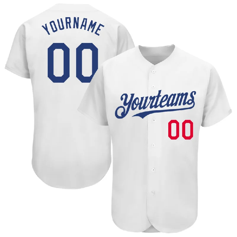 Baseball Jersey With Custom Number-Custom White Royal-Red Authentic Baseball Jersey