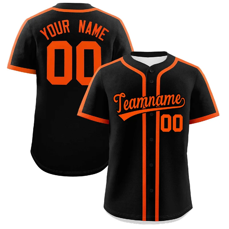 Baseball Jersey With Satin Finish-Custom Black Orange Personalized Classic Authentic Baseball Jersey